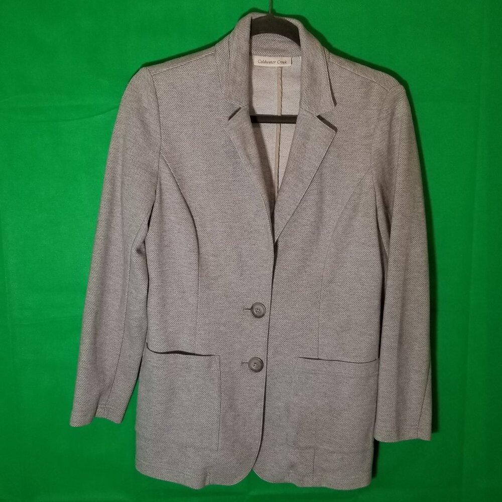 Coldwater Creek Classic Jacket Blazer Women PS Gray Cotton Stretch Casual